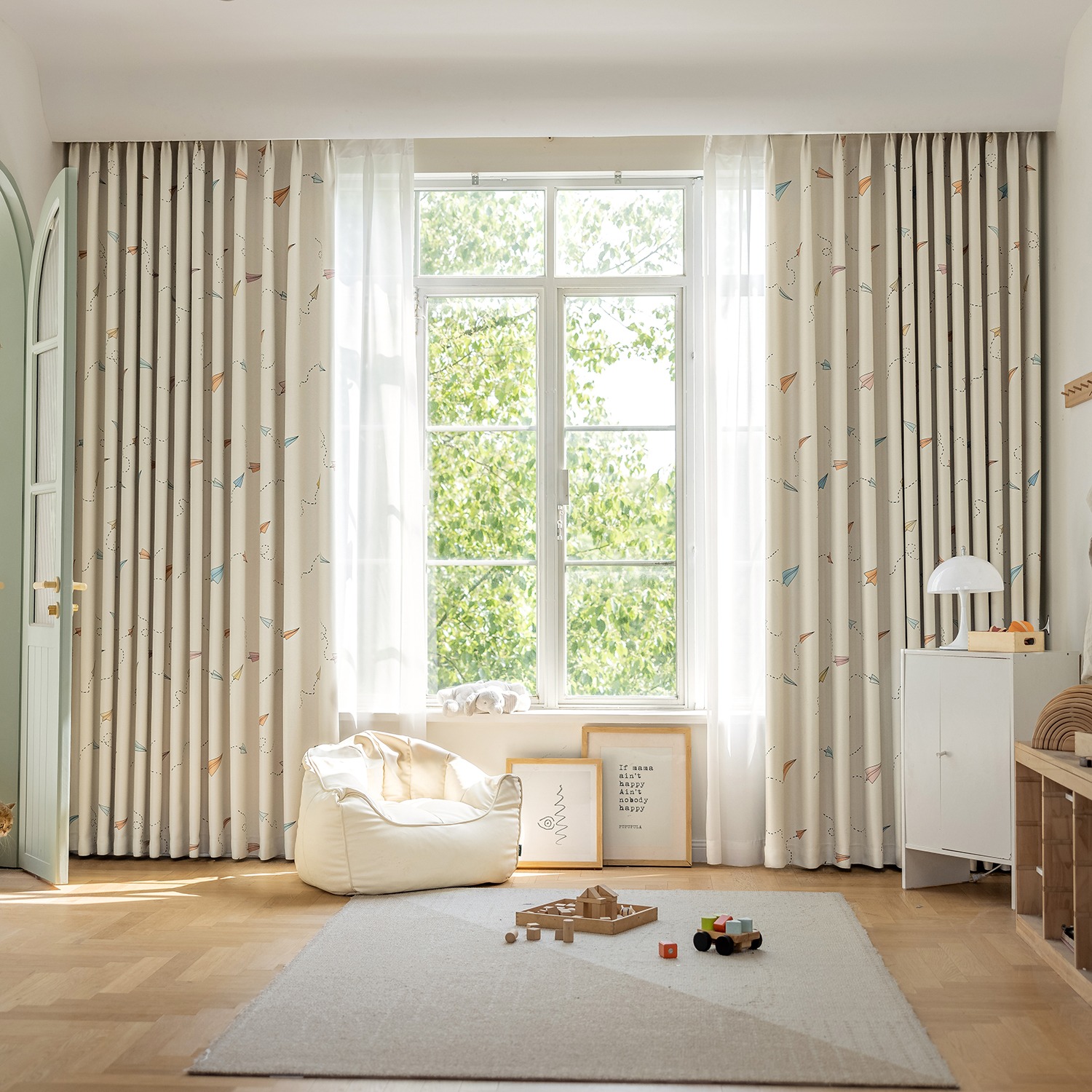 Cartoon Airplane Print Blackou - Baby Nursery Blackout Curtains recension och pris