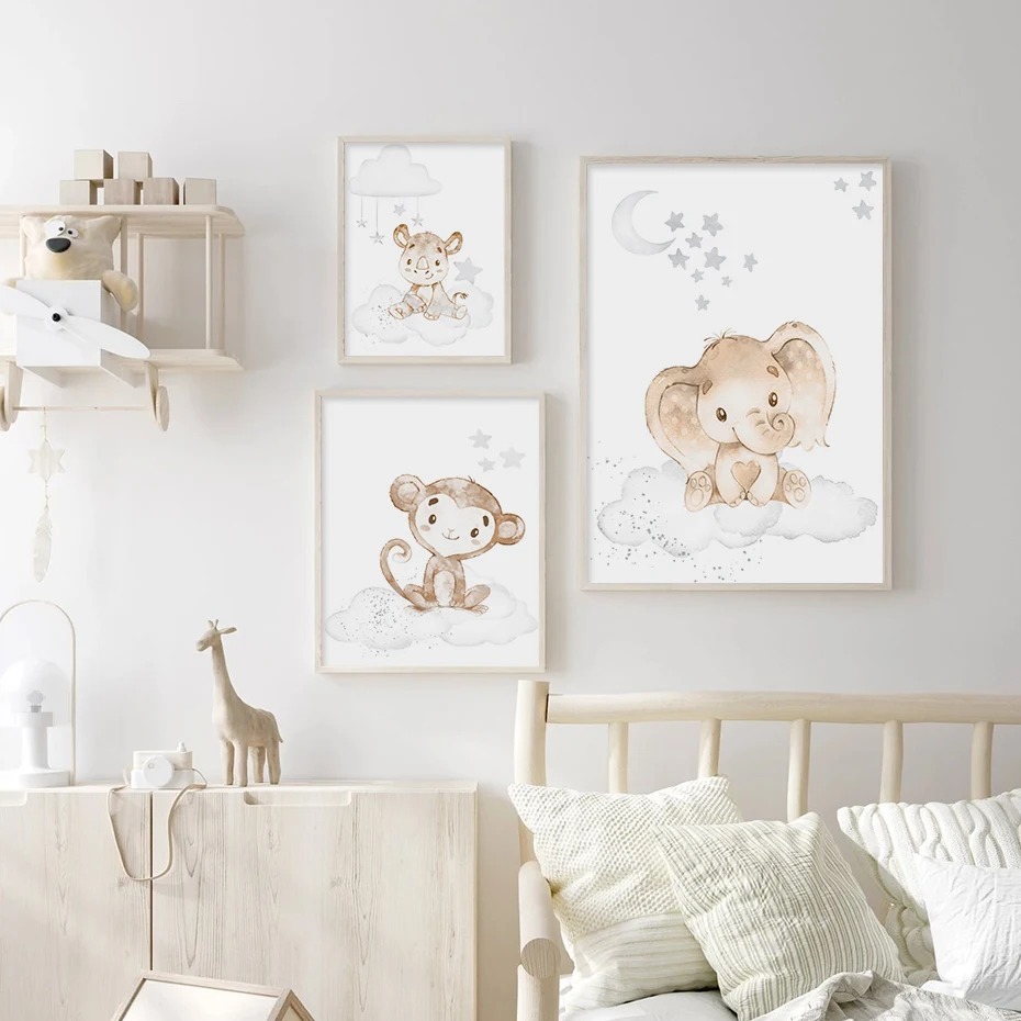 Cartoon Lion Elephant African  - Baby Nursery Animal Pictures recension och pris
