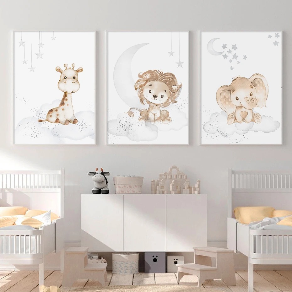 Cartoon Lion Elephant African  - Baby Nursery Animal Pictures recension och pris