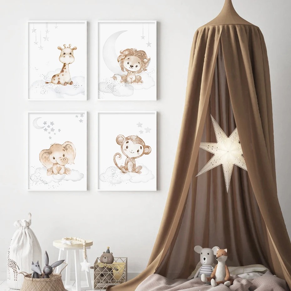 Cartoon Lion Elephant African  - Baby Nursery Animal Pictures recension och pris