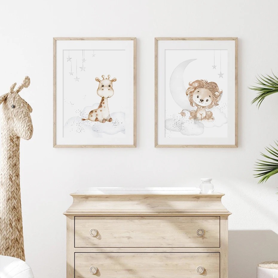 Cartoon Lion Elephant African  - Baby Nursery Animal Pictures recension och pris