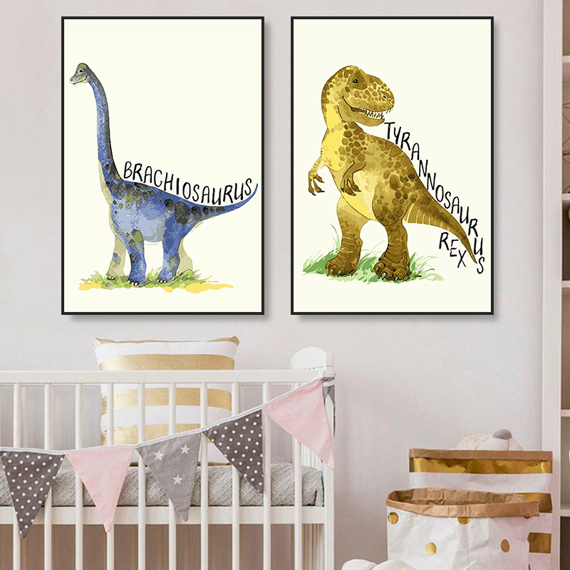 Watercolor Dinosaur Poster Nur - Baby Nursery Animal Pictures recension och pris