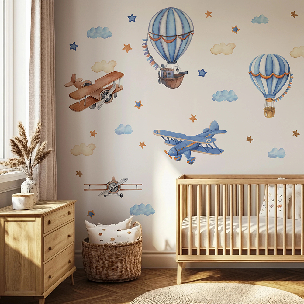 Cartoon Airplanes Hot Airballo - Baby Nursery Panelling recension och pris