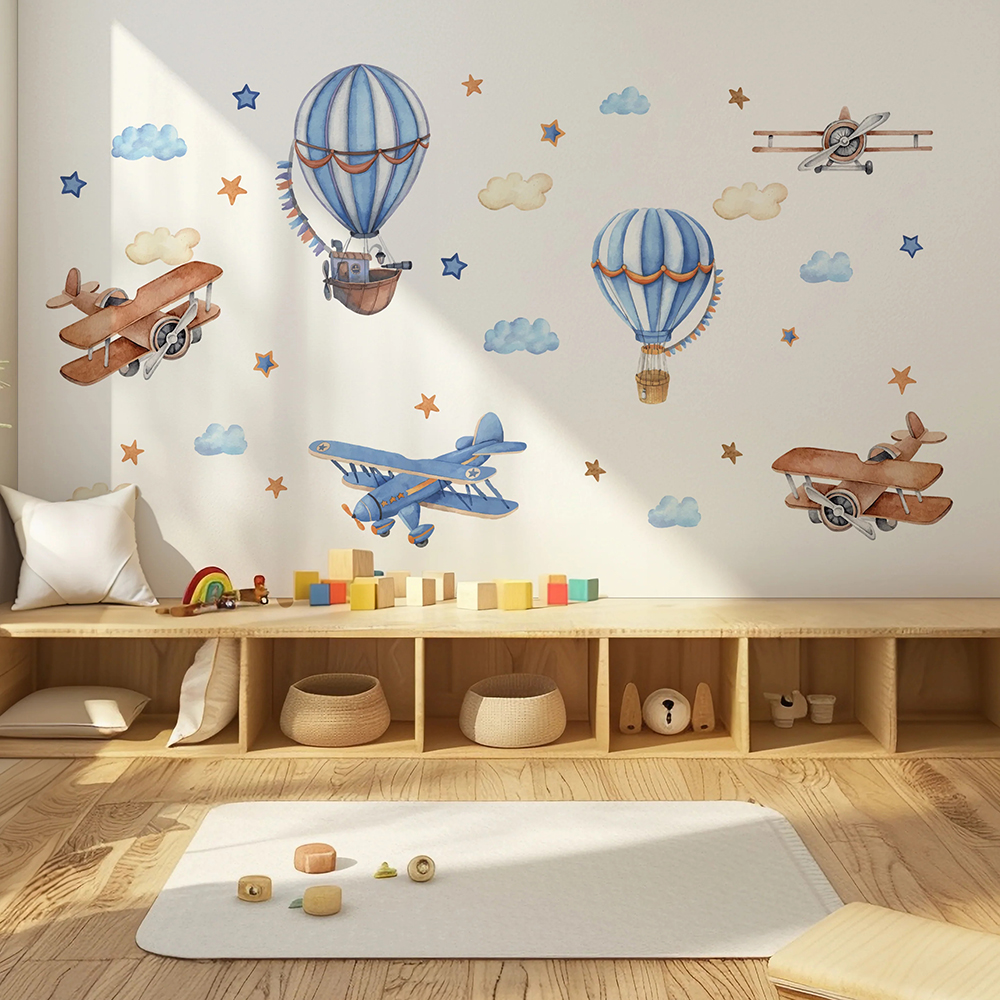 Cartoon Airplanes Hot Airballo - Baby Nursery Panelling recension och pris